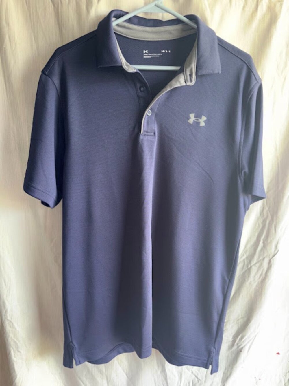 Men's Under Armour Polo Loose Fit Short Sleeve Navy Blue Golf Size Large